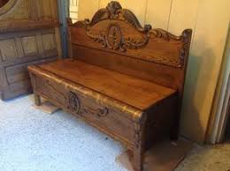 Repurposed Antique Oak 3 4 Size Bed Frame Into A Functional Bench Seat Used The Original Railings For How To Antique Wood Vintage Bed Frame Recycled Furniture