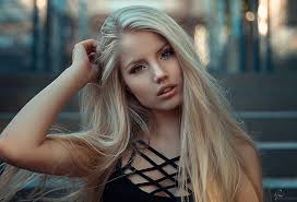 Learn how to care for blonde hairstyles and platinum color. Hd Wallpaper Blonde Bokeh Natural Light Women Blue Eyes Long Hair Black Clothing Wallpaper Flare