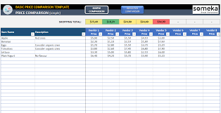 basic price comparison template