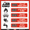 The list of all emergency contact numbers at abu dhabi are as follows: 3