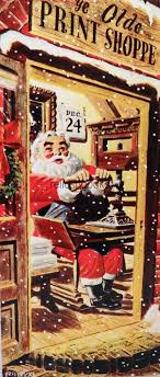 1560 60s Santa At The Printing Press Vintage Christmas Card Greeting Vintage Christmas Cards Merry Christmas Vintage Christmas Ephemera