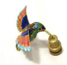 Pretty Decorative Enamel Enameled Cloisonne Hummingbird Lamp Finial Lamp Finial Finials Cloisonne