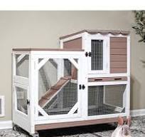 Amazon.com: SEOCCTV Conejera elevada de madera para conejos ...