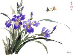 Chinese Brush Painting Iris Iris Art Flower Painting Iris Painting