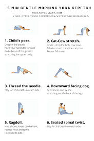 5 Min Morning Yoga Printable Gentle Morning Yoga Morning Yoga Stretches Morning Yoga Sequences
