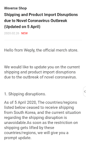 For checking errors in the app and improving app usability device id: Bts Merch Restocks On Twitter Weverse Shop Shipping Disruption Updated Apr 5 List Of Countries Not Receiving Shipping From Korea Added More Countries Bts Twt Weverseshop Https T Co Uuvnhumpqa Https T Co 6qlmwmfbyl