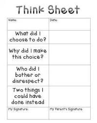 Think Reflection Sheet For Children Of Any Age Classroom Behavior Management Teaching Classroom Management Classroom Management