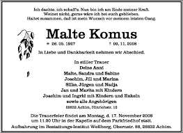 Traueranzeigen von Malte Komus | trauer.kreiszeitung.de