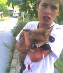 This is a picture of Luke Rowles when he was 15. He saw a group of men in a  garden, kicking and beating this poor fox whose mouth had been sealed shut