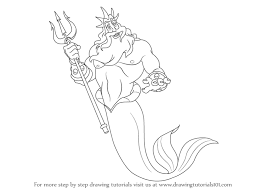 King triton coloring page from the little mermaid category. Step By Step How To Draw King Triton From The Little Mermaid Drawingtutorials101 Com