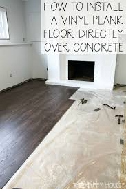How To Install Vinyl Plank Over Concrete Orc Week 4 5 The Happy Housie In 2020 Vinyl Plank Vinyl Plank Flooring Basement Vinyl Plank Flooring