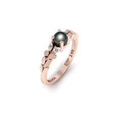 Black Pearl Engagement Ring Pearl Wedding Ring Rose Gold Etsy Pearl Wedding Ring Pearl Engagement Ring Unique Engagement Rings