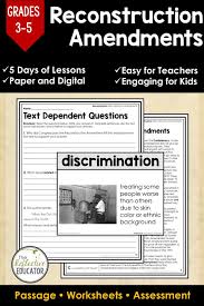 Reconstruction Amendments Social Studies In 2020 Social Studies Worksheets Social Studies Elementary Social Studies