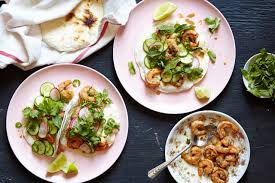 The garlic cilantro lime sauce is the best here. Martha Marley Spoon Spicy Shrimp Tacos