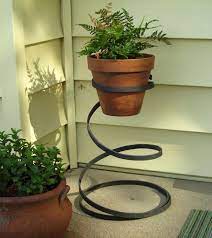 Plant Stand Forged Iron Spring Vintage Metal Art 70 00 Via Etsy 22 Inches High Metal Garden Art Wrought Iron Plant Stands Metal Plant Stand