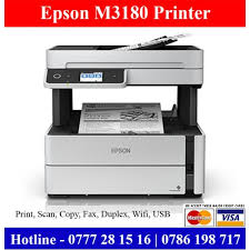 Drukarka epson workforce m200 z systemem ciągłego zasilania w jednokolorowy atrament oferuje złącze ethernet, podajnik adf, dwie butelki z oryginalnym atramentem firmy epson oraz 300 dpi 2,2 ms/linia. Epson M3180 Multi Function Printer Price Sri Lanka