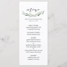 Rustic Green Olive Branch Simple Wedding Menu Card Zazzle Com Simple Wedding Menu Wedding Menu Cards Wedding Menu