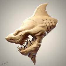 Sculptjanuary 17 Day 01 Shark Julien Kaspar On Artstation At Https Www Artstation Com Artwork Xokdo Shark Sculpture Sculpting Wood Carving Art