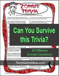 Also, see if you ca. 20 Zombie Trivia Questions Printable Zombie Game