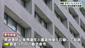 勤務する中学校の女子トイレに小型カメラ 四日市市の35歳男性教諭を懲戒免職 - YouTube