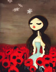 Snowfall Over Poppies By Krista Huot Art Lowbrow Art Poppies