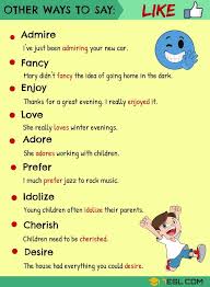Like Synonyms List Of 95 Synonyms For Like In English 7 E S L In 2020 Learn English Words English Vocabulary Words English Phrases