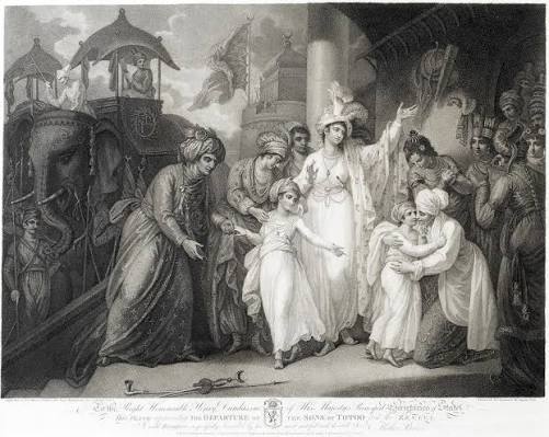 Rare - TIPU SULTAN and MYSORE WARS The Departure of the Sons of Tippoo from the Zenana; The Delivery of the Definitive Treaty by the Hostage Princes into the Hands of Lord