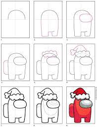 This one was super fun and different! How To Draw Among Us Santa Art Projects For Kids Easy Doodle Art Easy Christmas Drawings Santa Art