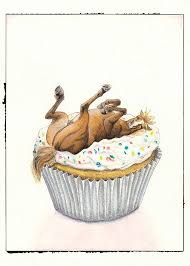 Thoughts About Frosting Horse On A Cupcake Art Print 5x7 Etsy Cupcake Birthday Cards Happy Birthday Horse Cupcake Art Print