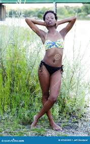 Skinny Black Teen Girl Bikini Outdoors River Stock Photo - Image of woman,  river: 47532490