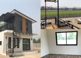 บ านโมเด ร นสองช นขนาดเล ก 1 ห องนอน พ นท ใช สอย 60 ตรม ร ปแบบบ าน บ านโมเด ร น บ าน