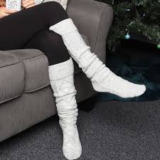 They look so cute all the way up or scrunched down. Over The Knee Knit Socks Woolen Stockings Warm Autumn