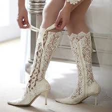 Women S Wedding Shoes Fall Fashion Wedding Dresses Shoes White Lace Pointy Toe Floral Stiletto Heels Knee H Lace Bridal Shoes Womens Wedding Shoes Bridal Heels