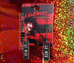 NIGHTMARE ON ELM STREET SIGN EARRINGS Freddy Krueger enamel horror jewelry  RARE
