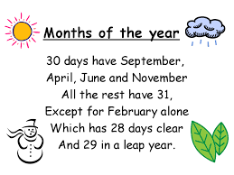 Months Of The Year Rhyme Google Search Months In A Year 30 Days Has September Spring Poetry