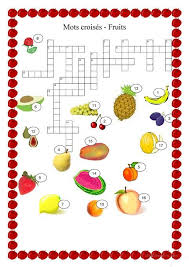 Nourriture Fruits Mots Croises Mots Croises Apprendre Le Francais Mots Croises Enfants