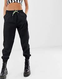 Asos Design Shell Jogger In Black Asos