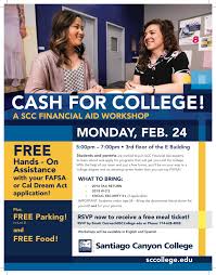 Santiago Canyon College Financial Aid Workshop Offers Free Assistance To Get Cash For College