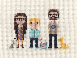 Custom Cross Stitch Family Portrait In Pixel Art Style Etsy Cross Stitch Family Cross Stitch Cross Stitch Patterns