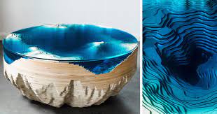 This Sea Inspired Multilayered Table Lets You Look Into The Depths Of The Ocean Https Plus Google Com Kevingreen Sea Inspired Ocean Inspiration Resin Tables