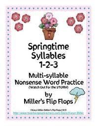Wordspring spelling list example from multisyllabic words worksheets, source:lexianet.org. Springtime Syllables 1 2 3 Multi Syllable Nonsense Word Freebie Nonsense Words Teaching Syllables Syllable