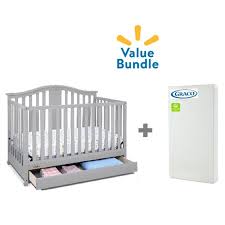 Graco Solano 4 In 1 Convertible Crib With Drawer In Pebble Gray Amp Premium Foam Crib Mattress Walmart Com Walmart Com