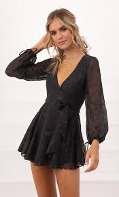 Party Dresses Lexi Ruffle Wrap Dress In Black Floral