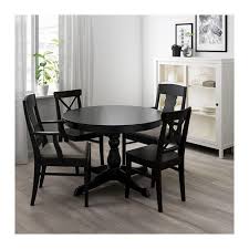 Ingatorp Ingolf Black Nolhaga Grey Beige Table And 4 Chairs Ikea In 2020 Black Dining Room Table Black Round Dining Table Black Kitchen Table