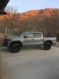Each trim level offers a i have a 2017 tacoma trd off road with a 2″lift, i like my stock wheels, can i put a bigger tire on those i run the original wheels 17 inch and i tried first 285 75 17 bf goodrich k2 they fit and they turn… Anybody Running 265 75r16 S On The 16 Trd Pro Wheels Bonus Points For Cement Gray Tacoma World