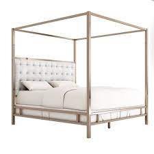 Novogratz marion canopy bed frame, gold, full. Manhattan Champagne Gold Canopy Bed King White Linen Inspire Q Target