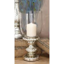 9.00 inches diameter by 9.50 inches height; Litton Lane Silver Glass Traditional Candle Hurricane Lamp 24615 The Home Depot