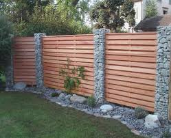 Gartenzaun Mit Holz Und Gabionen Ideenausdrahtundstein Drahtsteinmauer Gabion Drahtsteinmauer Gabion Gab Zaun Garten Sichtschutzzaun Garten Gartenzaun