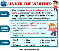 What Does Under The Weather Mean Useful Example Sentences English Study Online In 2020 English Study Feeling Under The Weather Weather Meaning