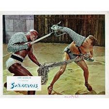 Spartacus Woody Strode & Kirk Douglas battle in gladiator arena 8x10 inch  photo